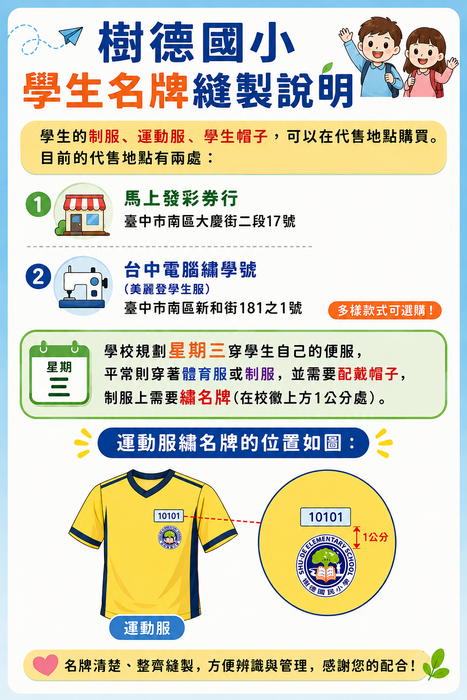 樹德國小學生名牌縫製說明
